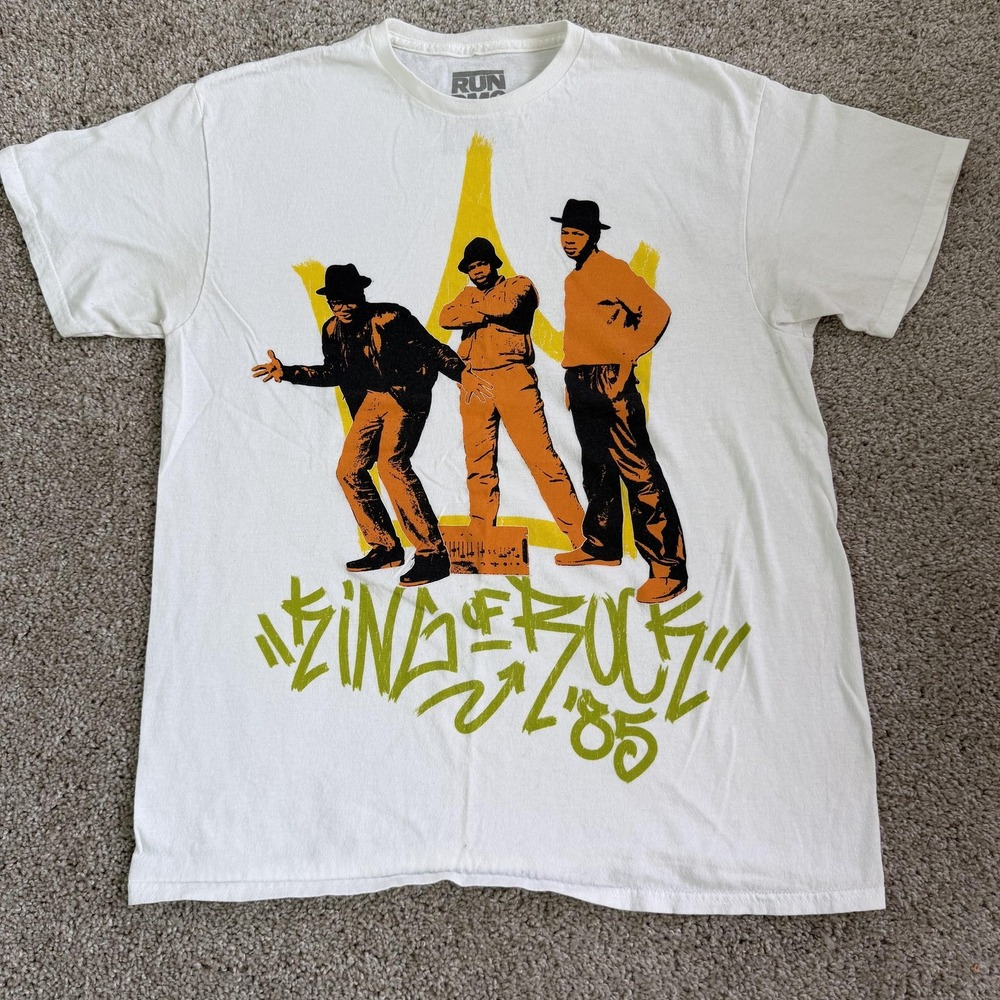 RUN DMC Kings Of Rock Shirt Mens Large White Hip Hop Rap Tee T-Shirt